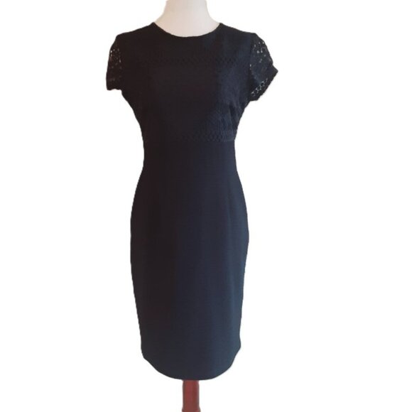 Maggy London Black & Lace Sheath Dress 6P - Picture 1 of 10